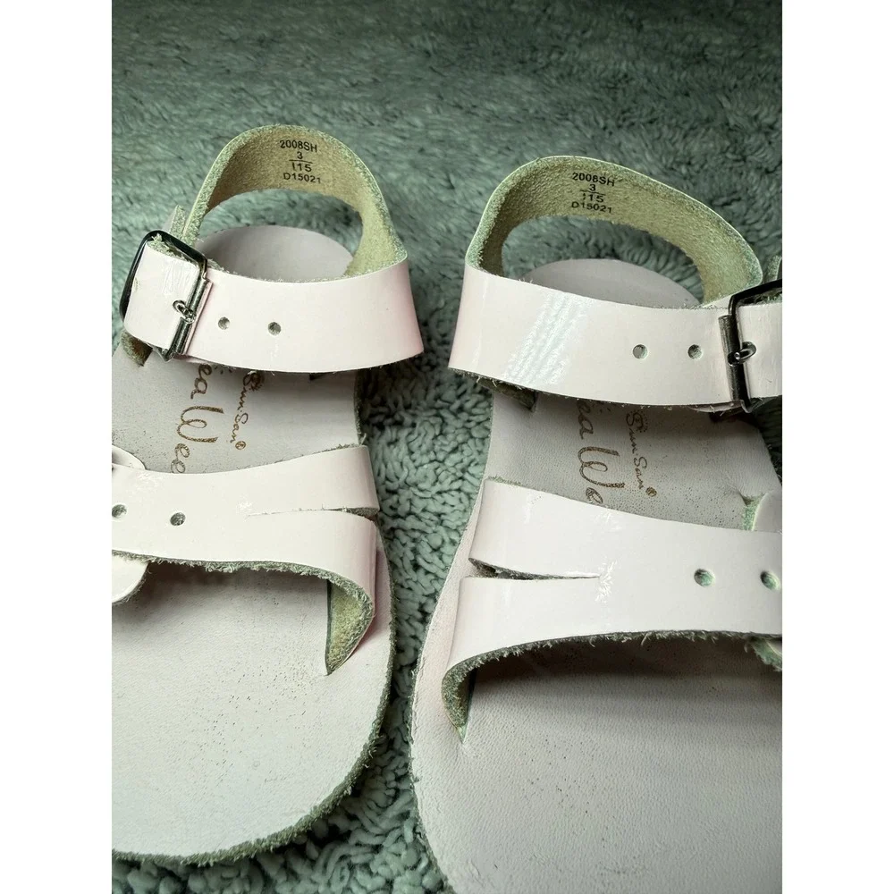 Sun-San Sea Wees Saltwater Sandals Shiny Pink Patent Leather Baby Toddler Size 3